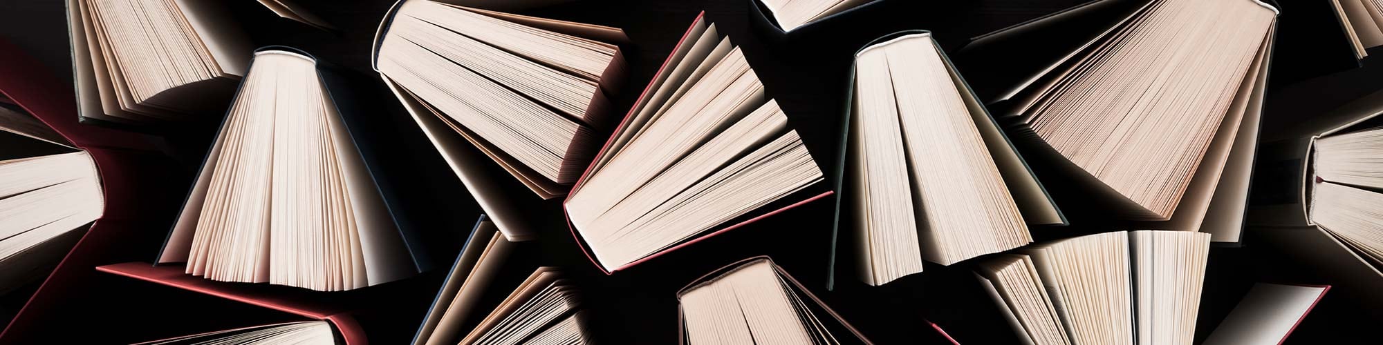 Books standing on thier edge