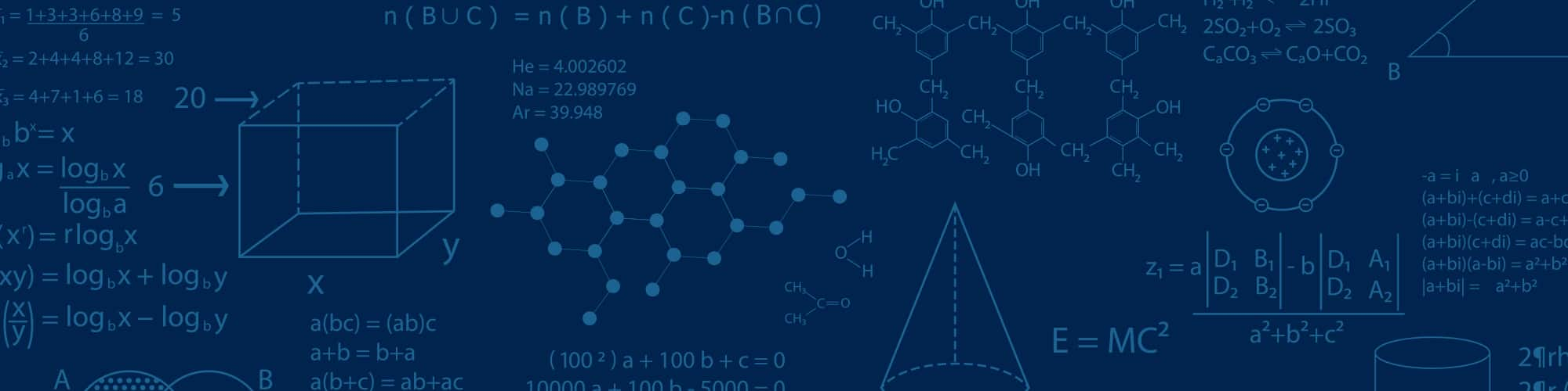 A graphic of scientific calculations and charts