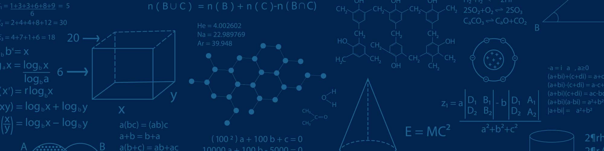 A graphic of scientific calculations and charts