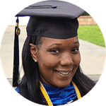Headshot of Latisha Anguilar in cap and gown